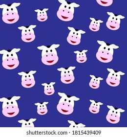 Vector illustration of cute animal face pattern