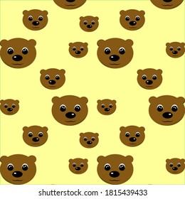 Vector illustration of cute animal face pattern