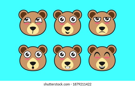 vector illustration of a cute animal face expression logo, pet, bear icon