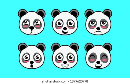 ilustración vectorial del logotipo de expresión de la cara de un animal lindo, ícono de mascota, panda