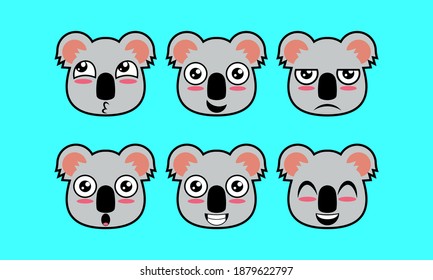 Vector illustration of cute animal face expression logo, pet, koala icon