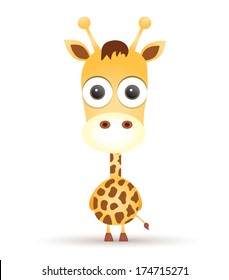 Vector illustration of cute animal, giraffe. 