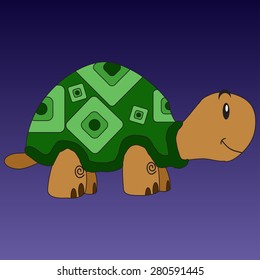Vector illustration cute animal cute green turtle