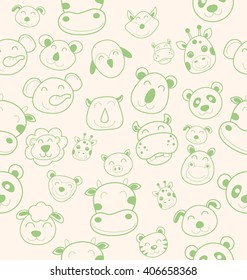 Vector Illustration of  cute animal head pattern