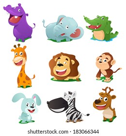 A vector illustration of cute animal icon sets