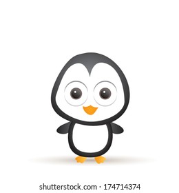 Vector illustration of cute animal, penguin.