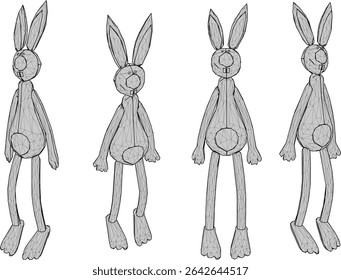 vector illustration of cute animal rabbit doll design with long ears