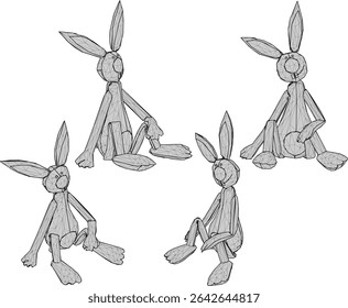 Vektorgrafik von niedlichen Tier Kaninchen Puppe Design mit langen Ohren 