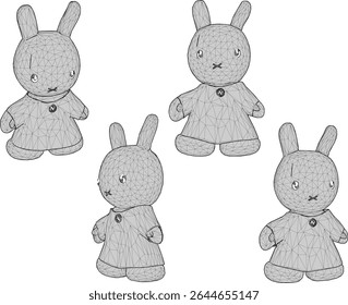 vector illustration of cute animal rabbit doll design with long ears