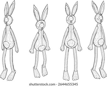 vector illustration of cute animal rabbit doll design with long ears 
