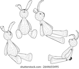 ilustração vetorial de boneca de coelho animal bonito projeto com orelhas longas