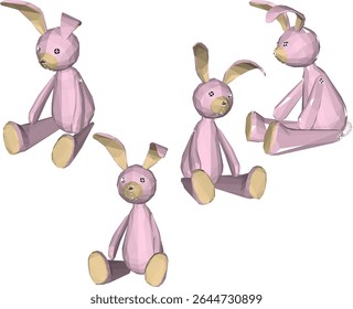 vector illustration of cute animal rabbit doll design with long ears