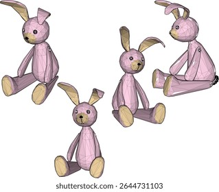 vector illustration of cute animal rabbit doll design with long ears