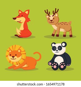 Vector illustration of cute animal set