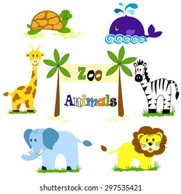 Vector illustration of cute animal setanimals for zoo 