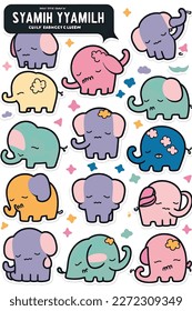 Vector illustration of Cute animal stickers are cute elephants labels