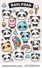 Vector illustration of Cute animal stickers are cute panda labels.