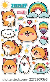 Vector illustration of Cute animal stickers are cute dog labels.