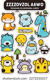 Vector illustration of Cute animal stickers are cute animal labels 