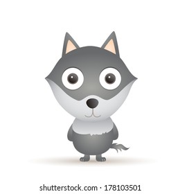 Vector illustration of cute animal, wolf.