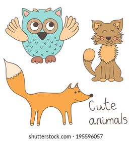 Vector illustration with cute animals