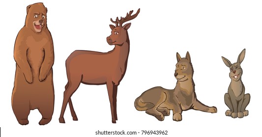 Vector illustration of cute animals