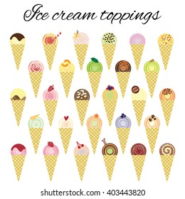vector illustration / cute animals in ice cream cones