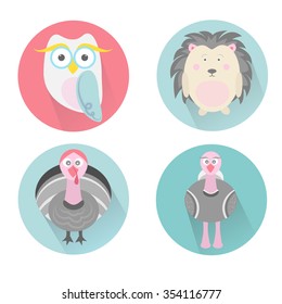 Vector illustration of a cute animals (icons set)