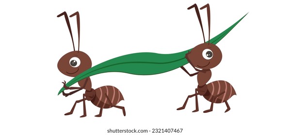 Ilustración vectorial con una hormiga linda. Insectos en el estilo de las caricaturas infantiles.