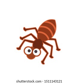 Vector illustration of cute ant on white background