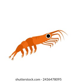 Vector illustration of cute antarctic krill isolated on white background.