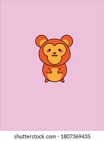 Vector illustration of cute ape in brown design