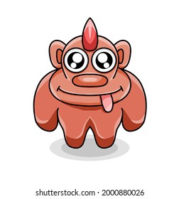 vector illustration of cute ape monster in simple flat style.