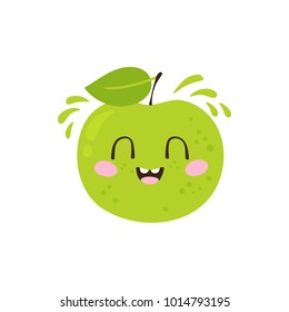 Vector illustration, cute apple character with a nice smile