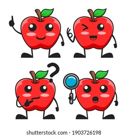 vector illustration of cute apple fruit have idea theme bundle set. cute apple fruit Concept White Isolated. Flat Cartoon Style Suitable for Landing Page, Banner, flyer, Sticker.