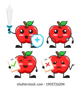 ilustración vectorial de un conjunto de temas médicos de manzanas adorables. linda fruta de manzana Concepto Blanco aislado. Estilo de caricatura plana Adecuado para Landing Page, Banner, volante, Pegatina.
