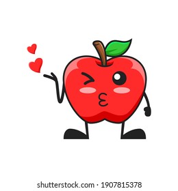 ilustración vectorial del amor del beso de la manzana lindo o del personaje. linda fruta de manzana Concepto Blanco aislado. Estilo de caricatura plana Adecuado para Aterrizar Página, Cartel, Volante, Pegatina.