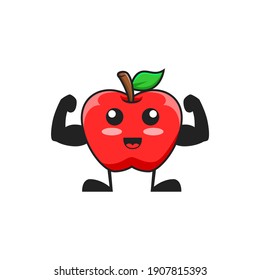 vector illustration of cute apple fruit fitness or character gym muscular. cute apple fruit Concept White Isolated. Flat Cartoon Style Suitable for Landing Page, Banner, Flyer, Sticker.
