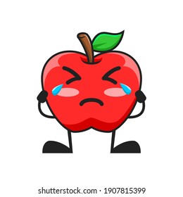 vector illustration of cute apple fruit expression or character cry. cute apple fruit Concept White Isolated. Flat Cartoon Style Suitable for Landing Page, Banner, Flyer, Sticker.