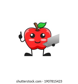 ilustración vectorial del negocio de la fruta de manzana tierno o del portátil de portador de personajes. linda fruta de manzana Concepto Blanco aislado. Estilo de caricatura plana Adecuado para Aterrizar Página, Cartel, Volante, Pegatina.