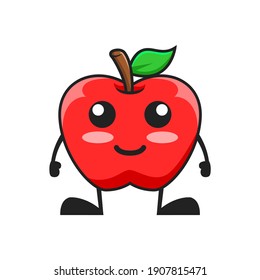 vector illustration of cute apple fruit expression or character smile. cute apple fruit Concept White Isolated. Flat Cartoon Style Suitable for Landing Page, Banner, Flyer, Sticker.