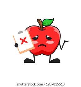 ilustración vectorial de la linda fruta de manzana signo de mal carácter o médico. linda fruta de manzana Concepto Blanco aislado. Estilo de caricatura plana Adecuado para Aterrizar Página, Cartel, Volante, Pegatina.