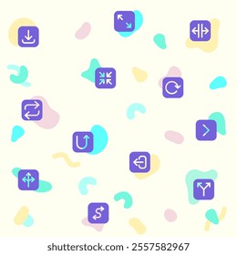 Vector illustration of a cute arrows. Collection of basic, infographic, navigation, direction, chevron, cursors, selection and other elements. Isolated on beige.