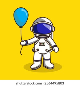 Vector illustration of cute Astronaut with balloon cartoon design