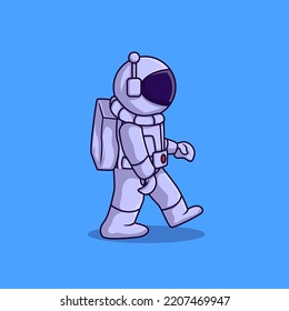 Vector illustration of cute astronaut character walking