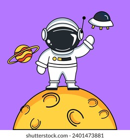 vector illustration of cute astronaut in space