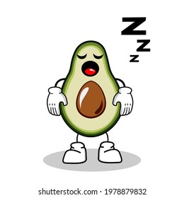 Vektorgrafik eines süßen Avocado-Charakters mit einem glücklichen Ausdruck mit dem Eigentum in seiner Hand, ein süßer Avocado-Charakter zu einem Maskottchen mit einem Avocado-Thema und Avocado-Charaktergrafik