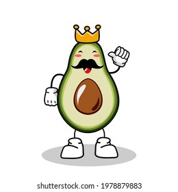 Vector illustration of a cute avocado character with a happy expression with the property in his hand, a cute avocado character to be a mascot with an avocado theme, and avocado character illustration