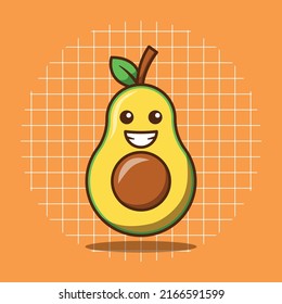 Vector illustration of cute avocado character in cartoon style