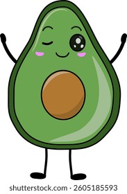 Vector illustration of a cute avocado character